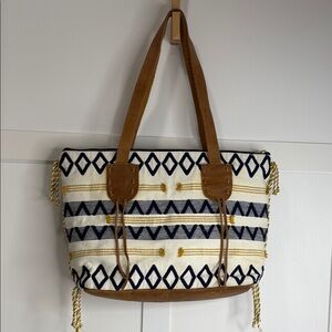 Noonday Collection Aventura Woven and Leather Tote Bag